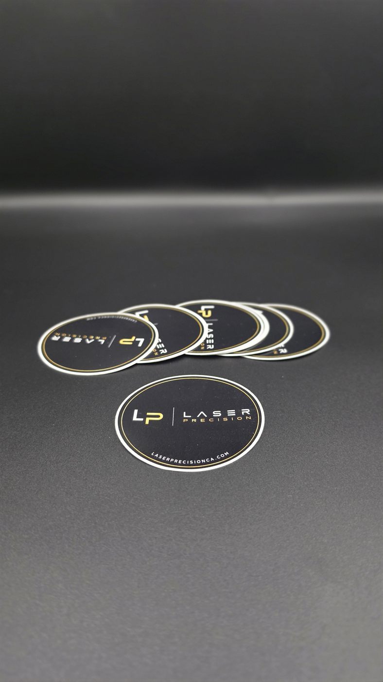 Custom LP branded stickers by Laser Precision