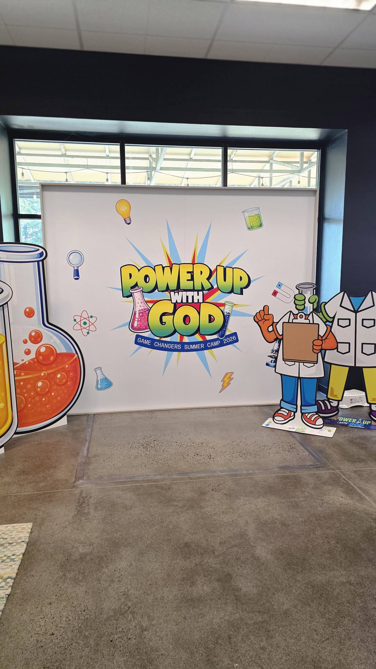 Power Up event backdrop printed by Laser Precision